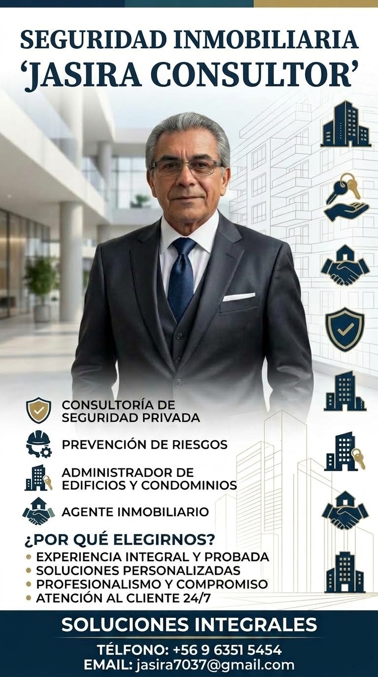 Afiche de JASIRA Consultor: seguridad inmobiliaria, consultoría de seguridad privada, prevención de riesgos, administración de edificios y condominios y agente inmobiliario